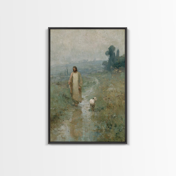 Gentle Morning Walk – Framed Canvas Print – Christian Wall Art – Jesus Painting – Subtle Christian Art – Christian Art Print – Christian De