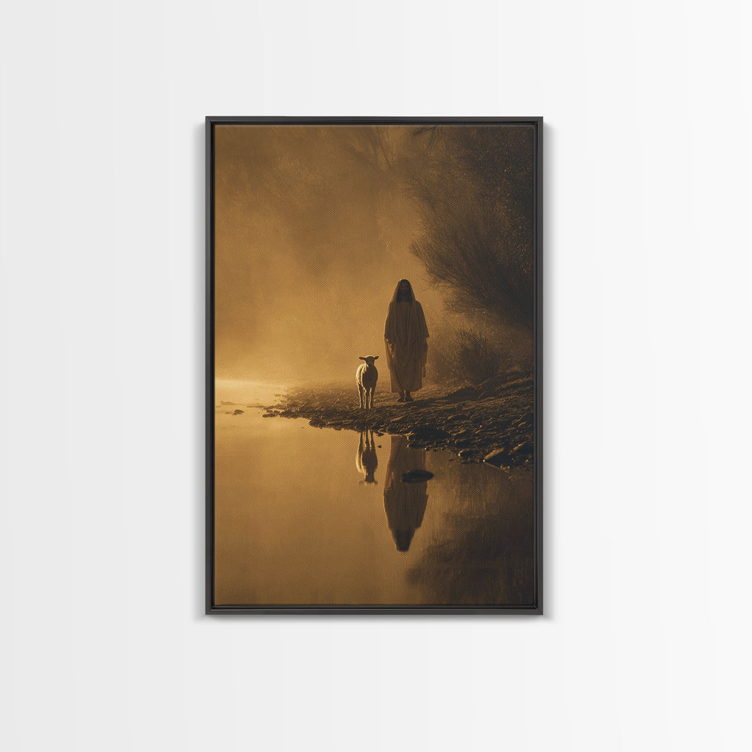 Golden Path Grace, Framed Canvas Print, Christian Wall Art, Jesus Painting Canvas, Moody Christian Art, Christian Art Canvas, Christian Chr