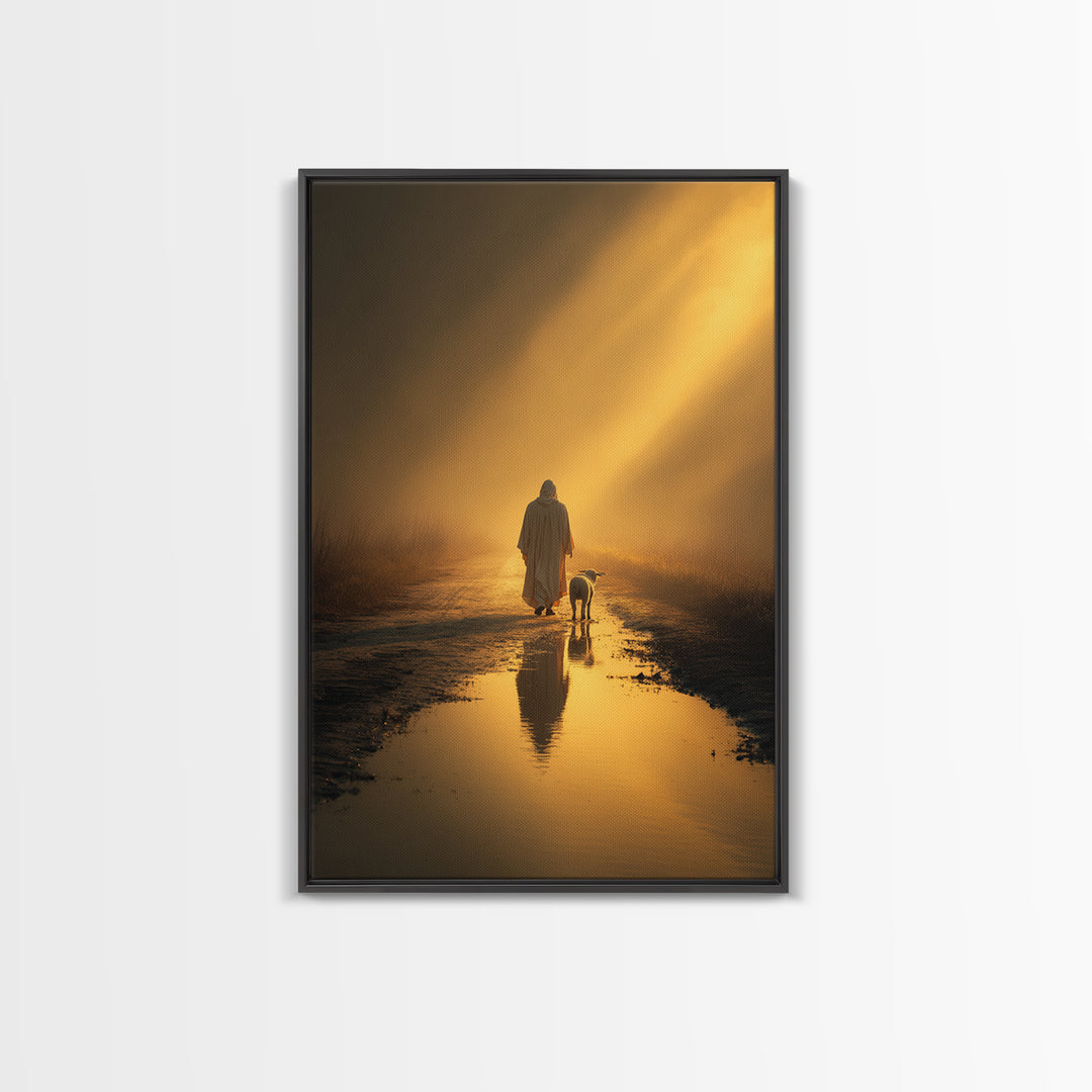 Dawn Shepherd Quiet | Framed Canvas Print | Christian Wall Art | Jesus Art Print | Moody Christian Art | Large Christian Painting | Christi