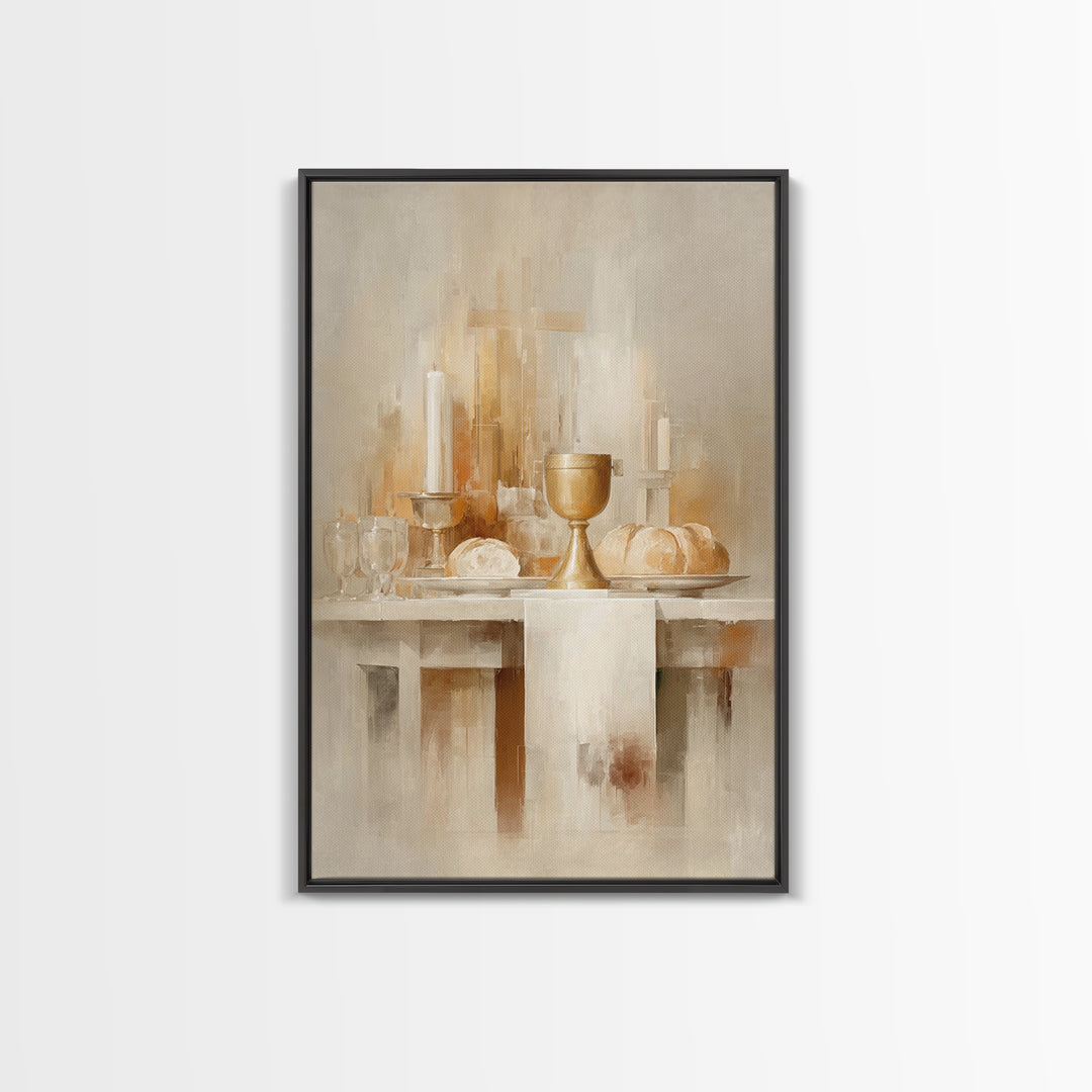 Sacred Communion Light | Framed Canvas Print | Christian Wall Art | Christian Christmas Art | Christian Art Canvas | Unique Christian Art