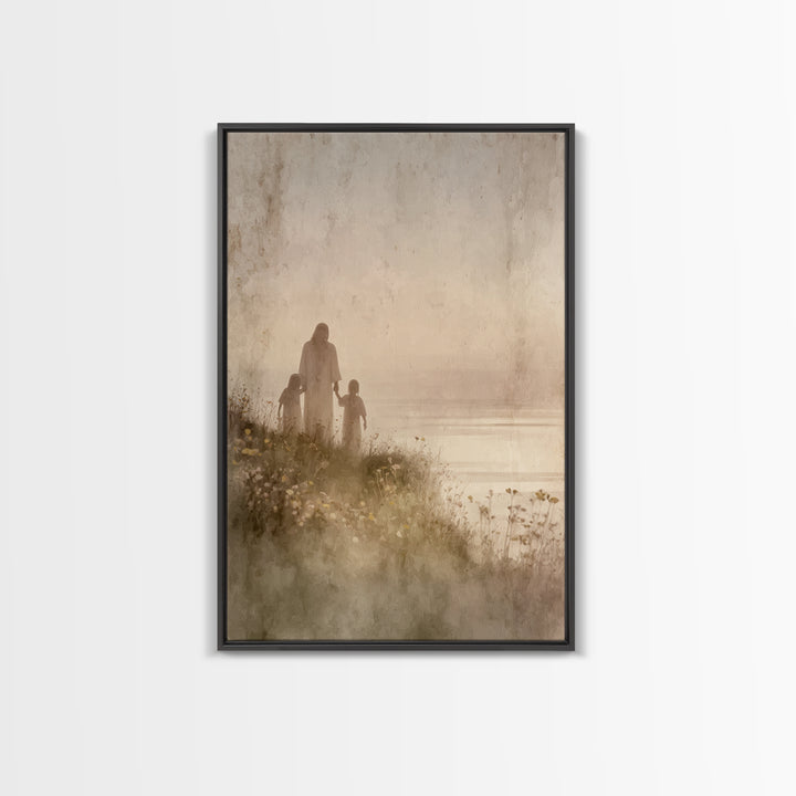 Blossoms By The Sea, Framed Canvas Print, Christian Wall Art, Jesus Art Print, Christian Art Canvas, Christian Decoration, Large Christian