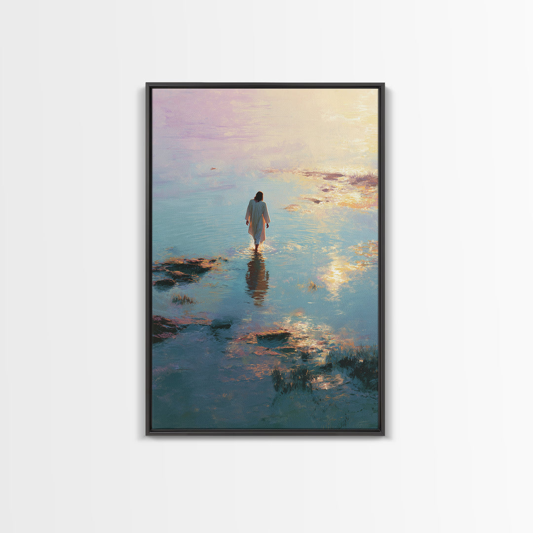 Waters Of Promise - Framed Canvas Print - Christian Art Canvas - Christian Wall Art - Jesus Painting - Modern Christian Painting