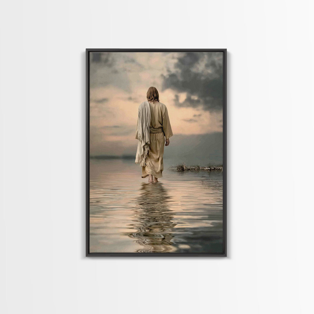Evening Grace | Framed Canvas Print | Jesus Painting | Christian Art Canvas | Christian Wall Art | Moody Christian Art