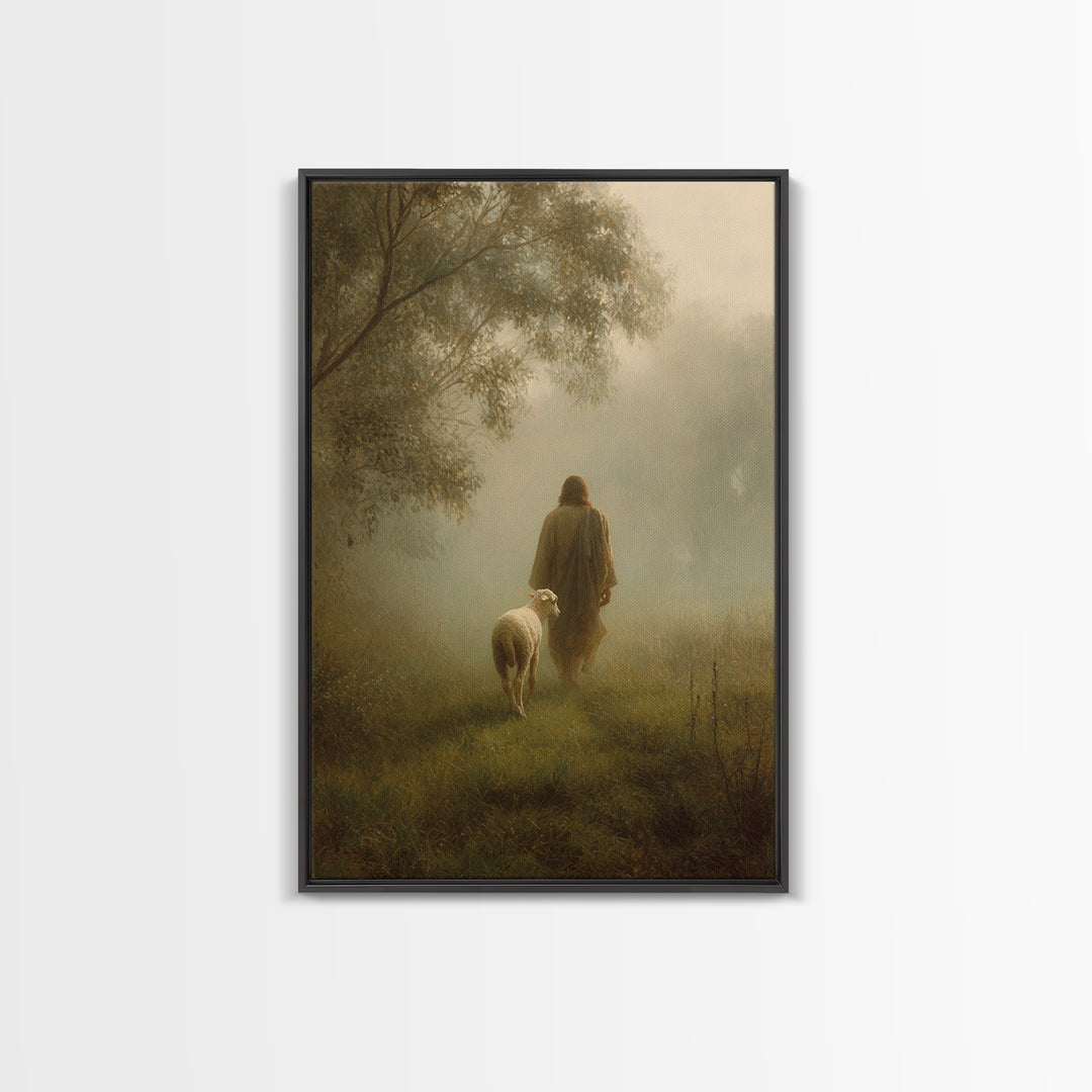 Still Pastures - Framed Canvas Print - Christian Wall Art - Christian Art Canvas - Christian Painting - Christian Decor