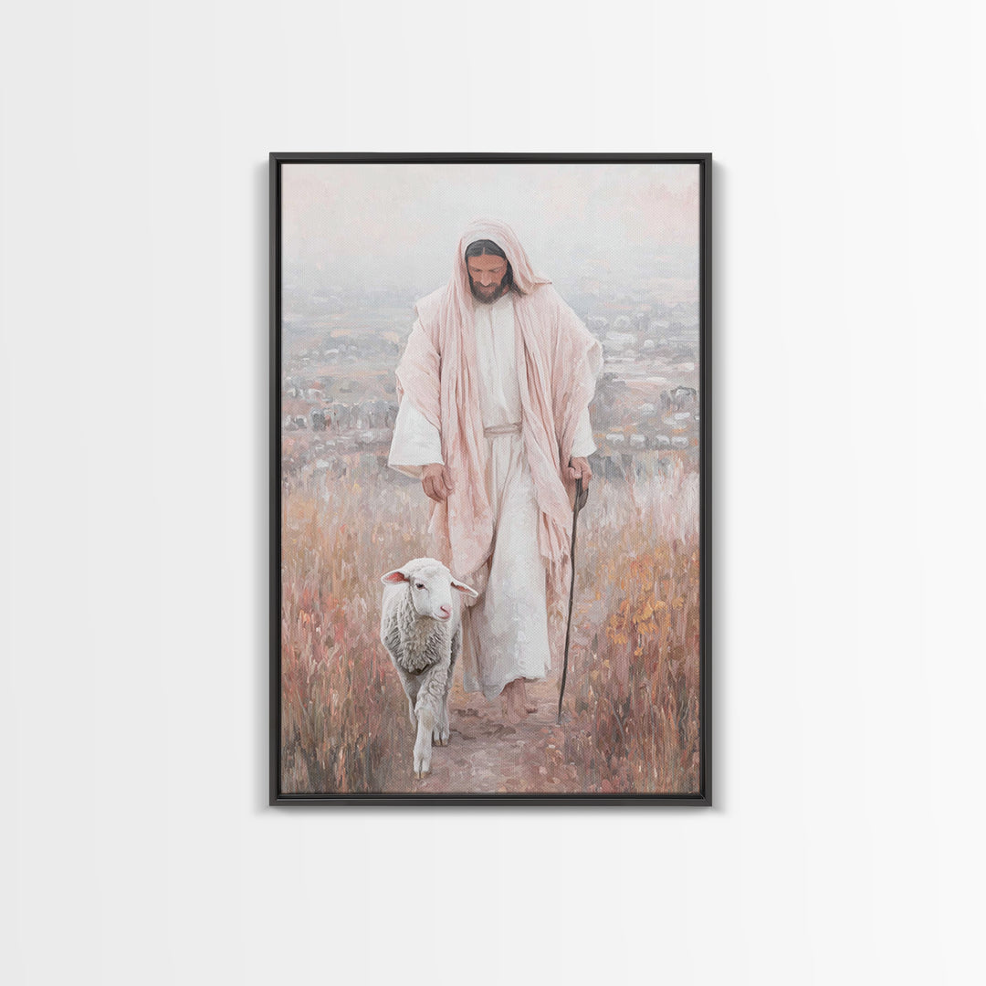 Fields Of Grace – Framed Canvas Print – Christian Wall Art – Christian Art Canvas – Jesus Painting – Modern Christian Art – Christmas Art