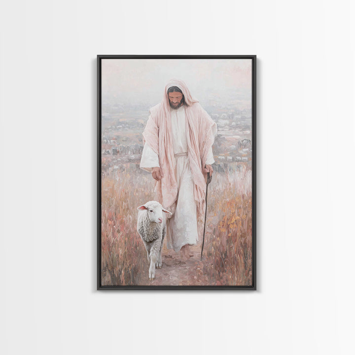 Fields Of Grace – Framed Canvas Print – Christian Wall Art – Christian Art Canvas – Jesus Painting – Modern Christian Art – Christmas Art