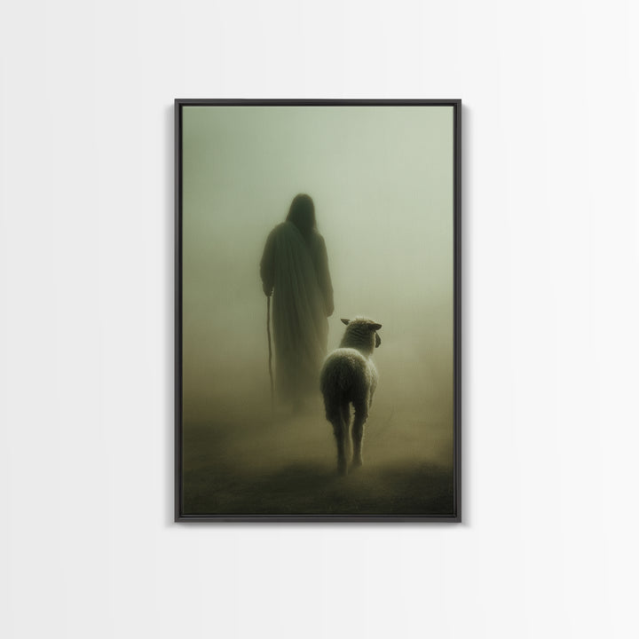 Hushed Journey – Framed Canvas Print – Christian Wall Art – Moody Christian Art – Jesus Painting – Christian Art Canvas – Christmas Art