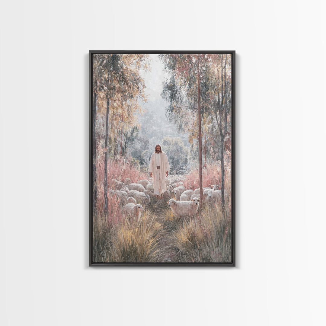 Radiant Shepherd – Framed Canvas Print – Christian Art Canvas – Christian Wall Art – Jesus Painting – Modern Christian Art – Christian Chri