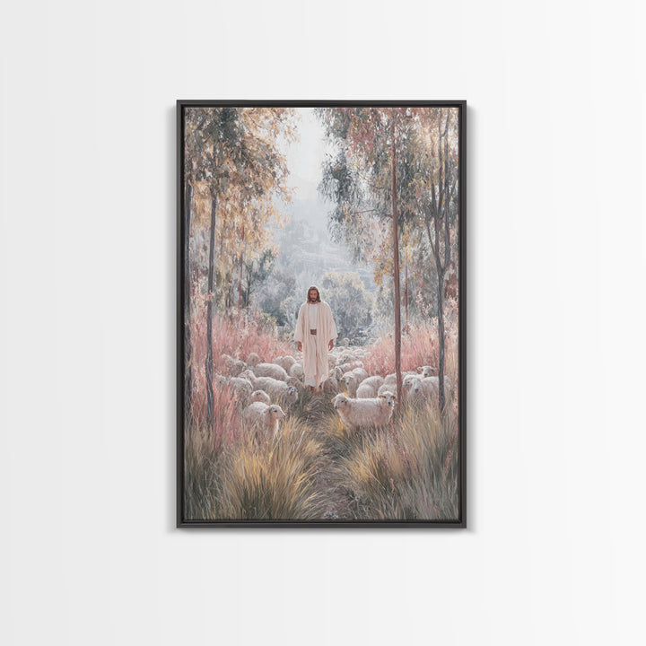 Radiant Shepherd – Framed Canvas Print – Christian Art Canvas – Christian Wall Art – Jesus Painting – Modern Christian Art – Christian Chri
