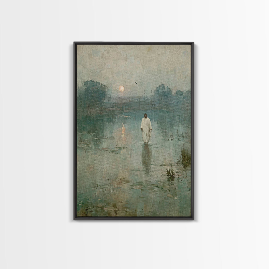 Calm Waters Glory | Framed Canvas Print | Christian Art Painting | Jesus Painting | Modern Christian Art | Christian Wall Art | Christian G