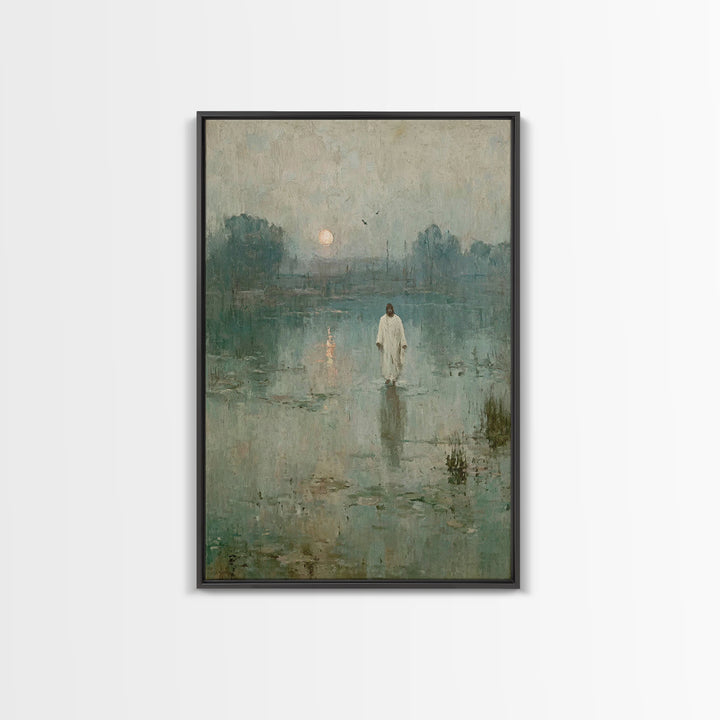 Calm Waters Glory | Framed Canvas Print | Christian Art Painting | Jesus Painting | Modern Christian Art | Christian Wall Art | Christian G