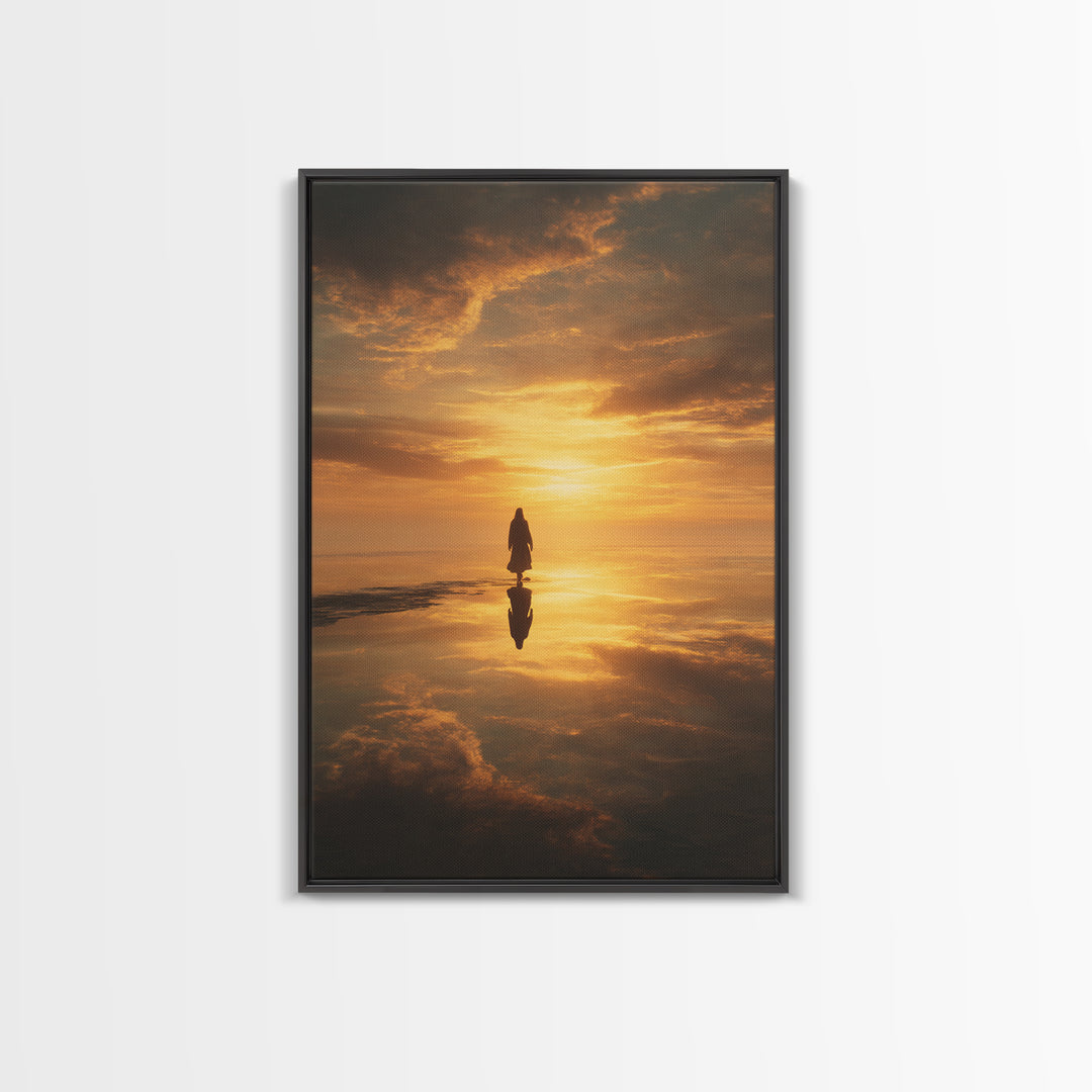 Eternal Sunrise Path, Framed Canvas Print, Christian Art Canvas, Jesus Christmas Art, Christian Wall Art, Moody Christmas Art, Christian Gi