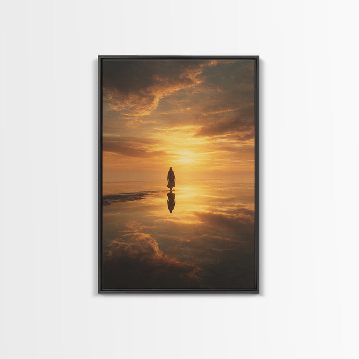 Eternal Sunrise Path, Framed Canvas Print, Christian Art Canvas, Jesus Christmas Art, Christian Wall Art, Moody Christmas Art, Christian Gi