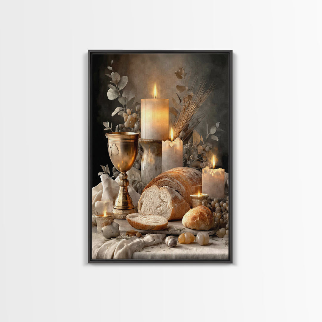 Graceful Still Table, Framed Canvas Print, Christian Wall Art, White Christmas Art, Christian Art Canvas, Christian Decor