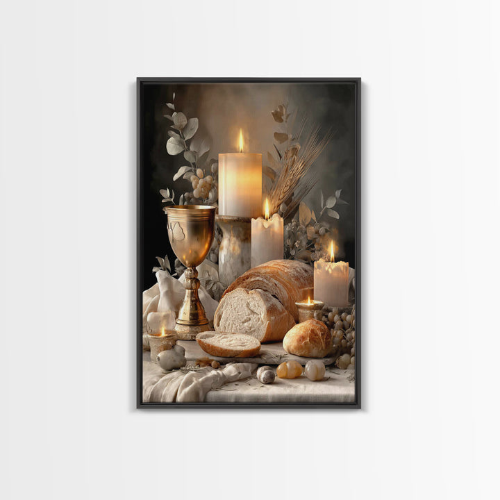Graceful Still Table, Framed Canvas Print, Christian Wall Art, White Christmas Art, Christian Art Canvas, Christian Decor