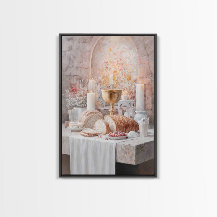 Candlelit Blessings | Framed Canvas Print | Christian Art Canvas | Christian Wall Art | Moody Christian Art | Christmas Art Prints