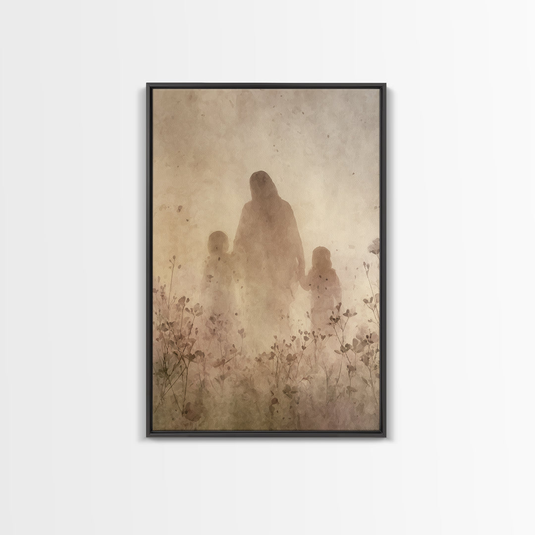 Heavenly Meadow Light, Framed Canvas Print, Christian Wall Art, Christian Art Canvas, Jesus Painting, Christian Christmas Art, Christian Ho