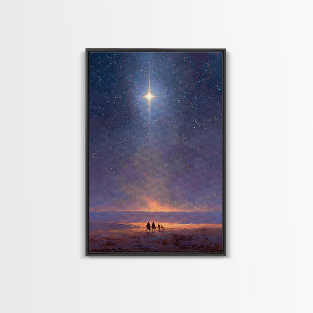 Journey Of Light | Framed Canvas Print | Christian Christmas Art | Christmas Wall Art | Christian Art Canvas | Modern Christian Art