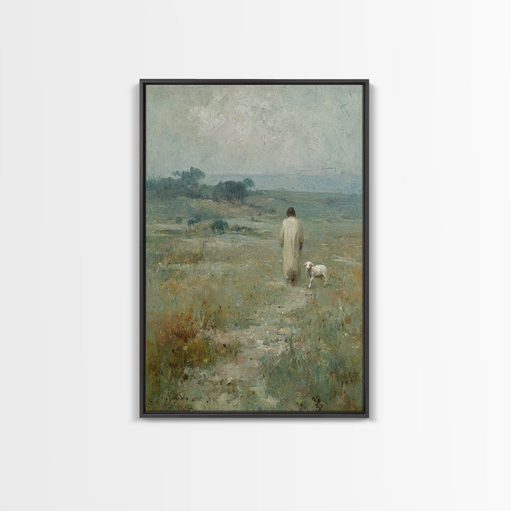 Quiet Meadow Steps – Framed Canvas Print – Christian Art – Christian Art Canvas – Christian Wall Art – Jesus Painting – Christian Art Print