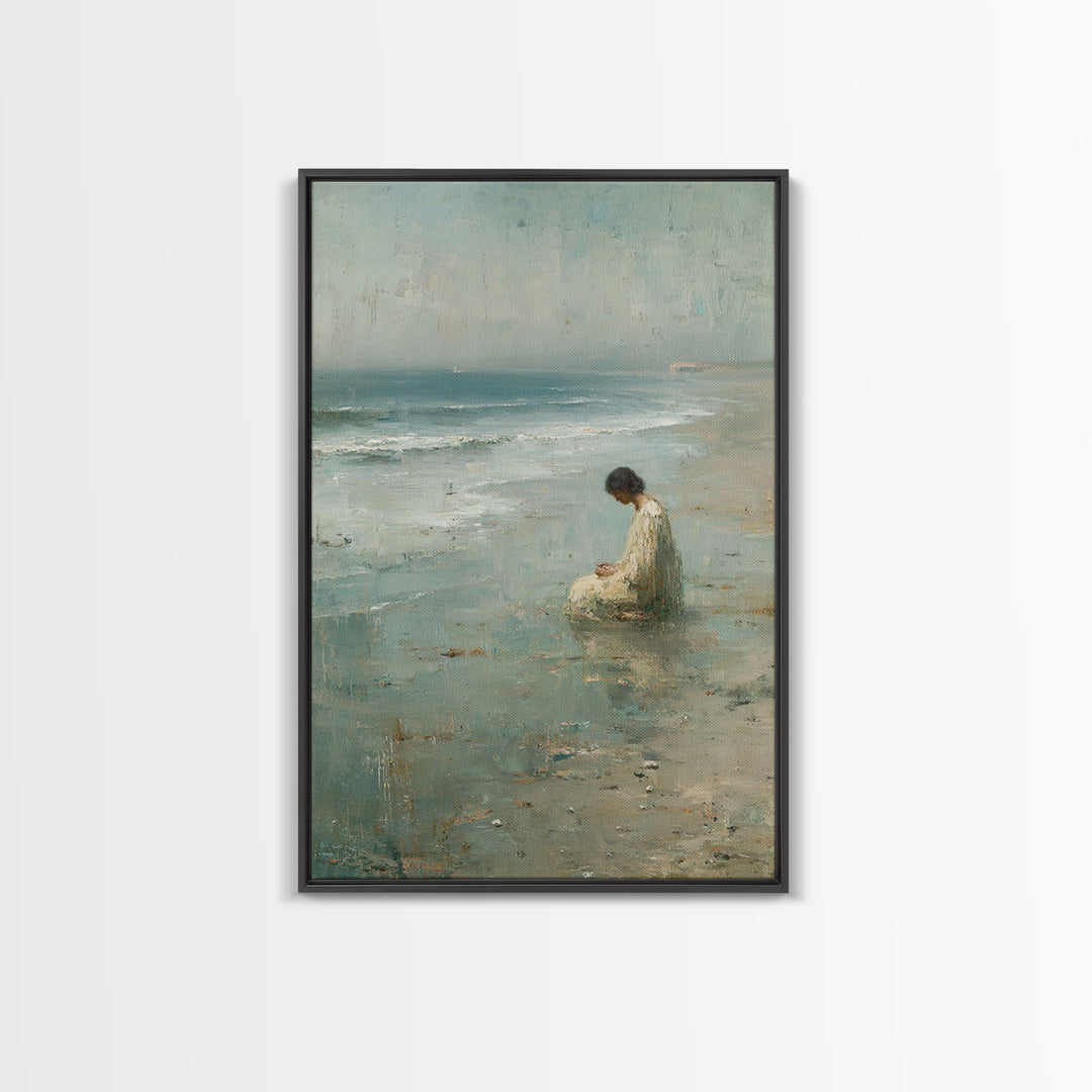 Silent Tide Prayer | Framed Canvas Print | Christian Wall Art | Christian Art Canvas | Christian Painting | Minimalist Christian Art | Chri