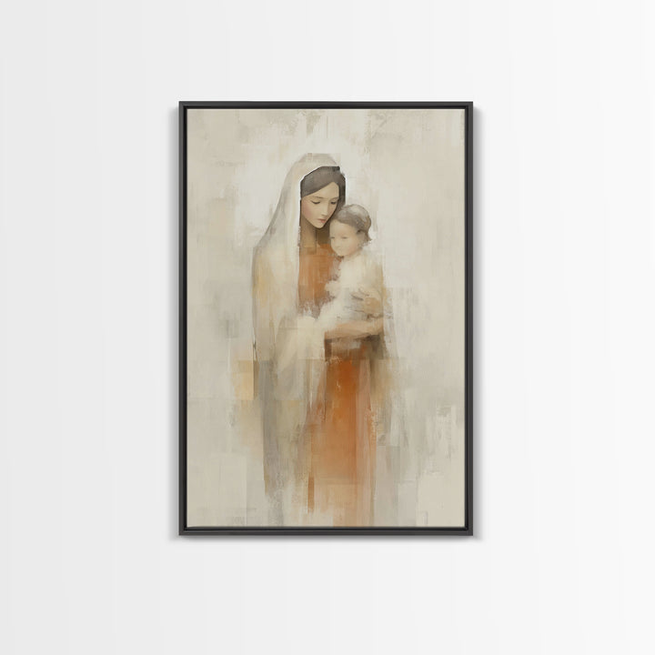 Blessed Mother Love | Framed Canvas Print | Christian Wall Art | Mary And Jesus Painting | Christian Art Canvas | Modern Christian Art | Ch