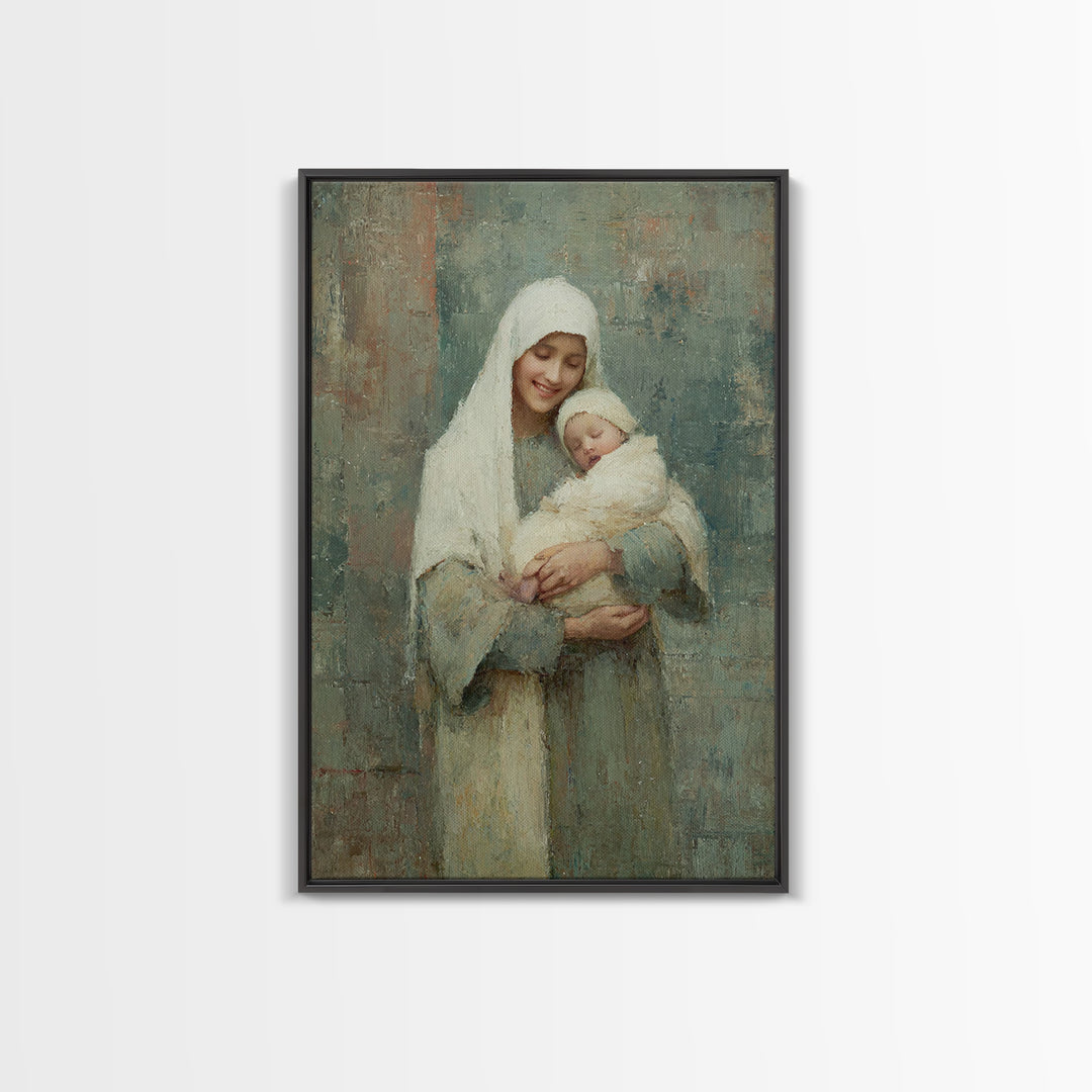 Blessed Embrace - Framed Canvas Print - Christian Art Canvas - Christian Wall Art - Christian Christmas Art - Jesus Painting - Christian De