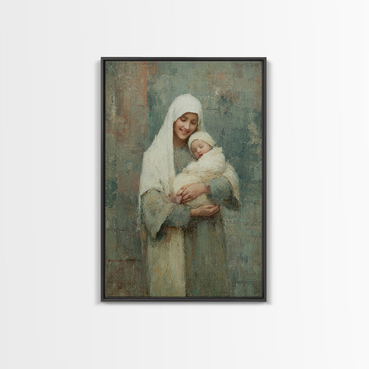 Blessed Embrace - Framed Canvas Print - Christian Art Canvas - Christian Wall Art - Christian Christmas Art - Jesus Painting - Christian De