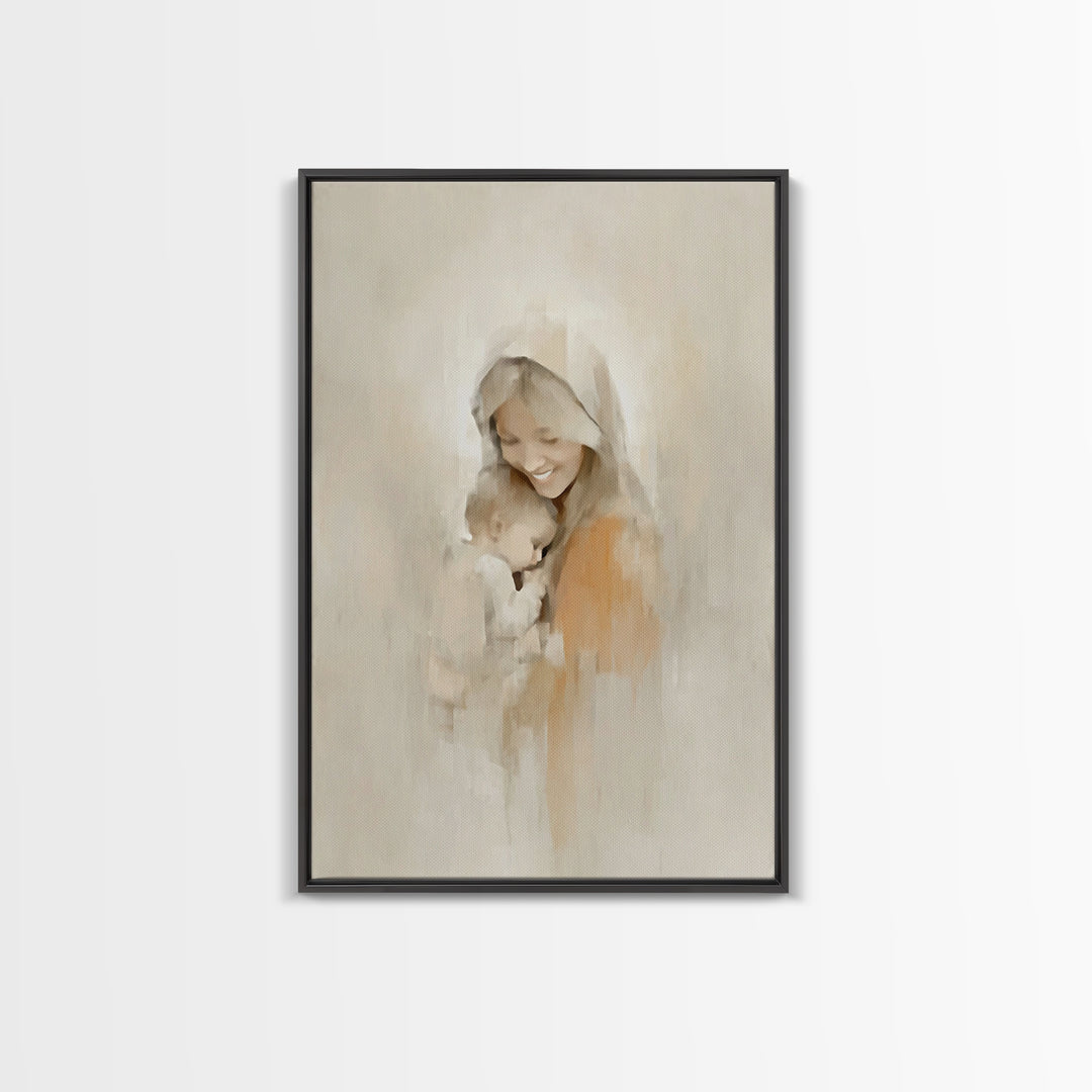 Radiant Mercy - Framed Canvas Print - Christian Wall Art - Christian Art Canvas - Vintage Christian Art - Mary And Jesus Painting - Christi