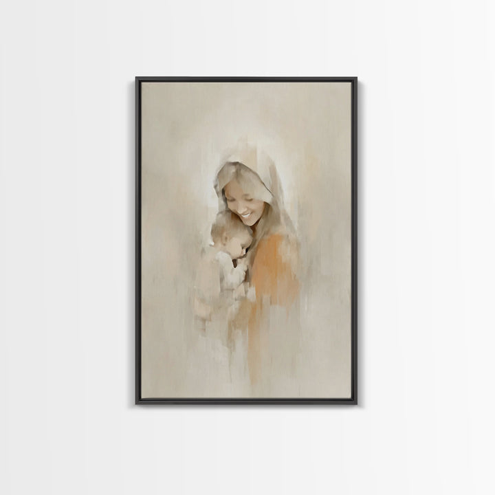 Radiant Mercy - Framed Canvas Print - Christian Wall Art - Christian Art Canvas - Vintage Christian Art - Mary And Jesus Painting - Christi