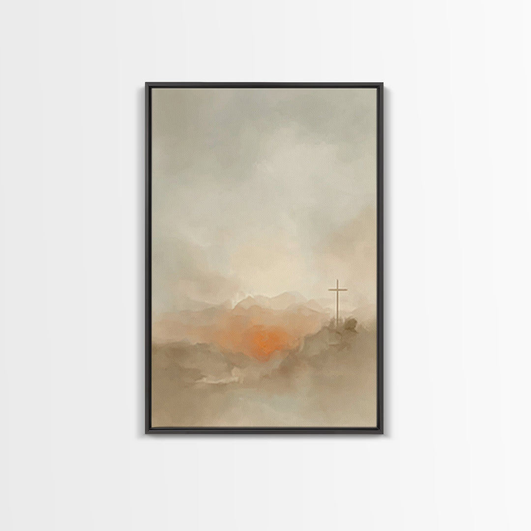 Crosslight Horizon – Framed Canvas Print – Christian Art Canvas – Christian Wall Art – Abstract Christian Art – Christian Decoration