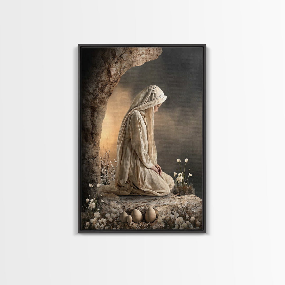Sacred Vigil – Framed Canvas Print – Christian Wall Art – Christian Art Canvas – Christian Painting – Moody Christian Art – Christian Art G