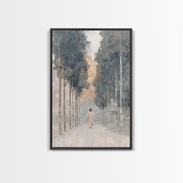 Walk In Peace – Framed Canvas Print – Christian Art Canvas – Blue Christian Art – Christian Wall Art – Christian Painting – Unique Christia