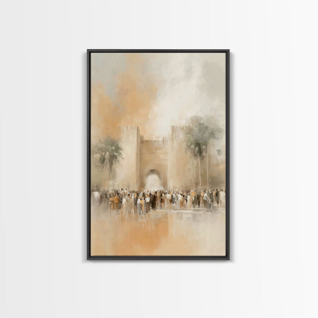 Hosanna At The Gate – Framed Canvas Print – Christian Wall Art – Christian Art Canvas – Christian Paintings – Moody Christian Art
