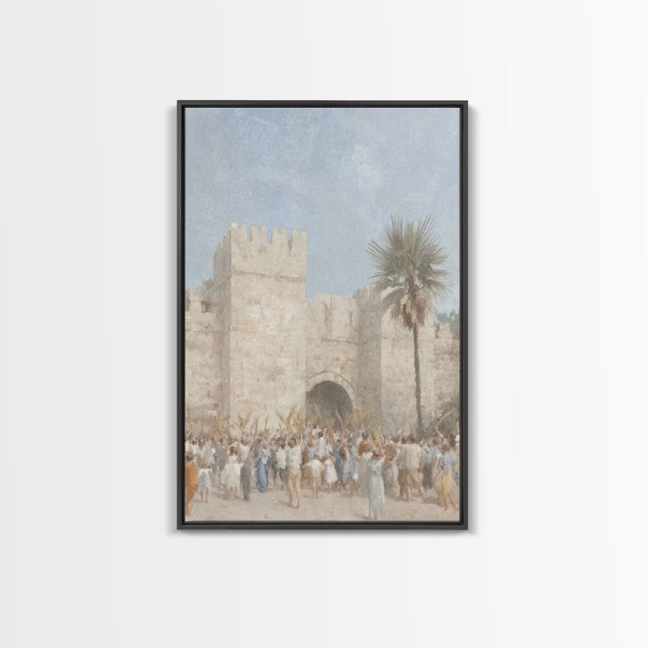 Palm Day Rejoicing, Framed Canvas Print, Christian Art Canvas, Christian Wall Art, Subtle Christian Art, Christian Art Prints