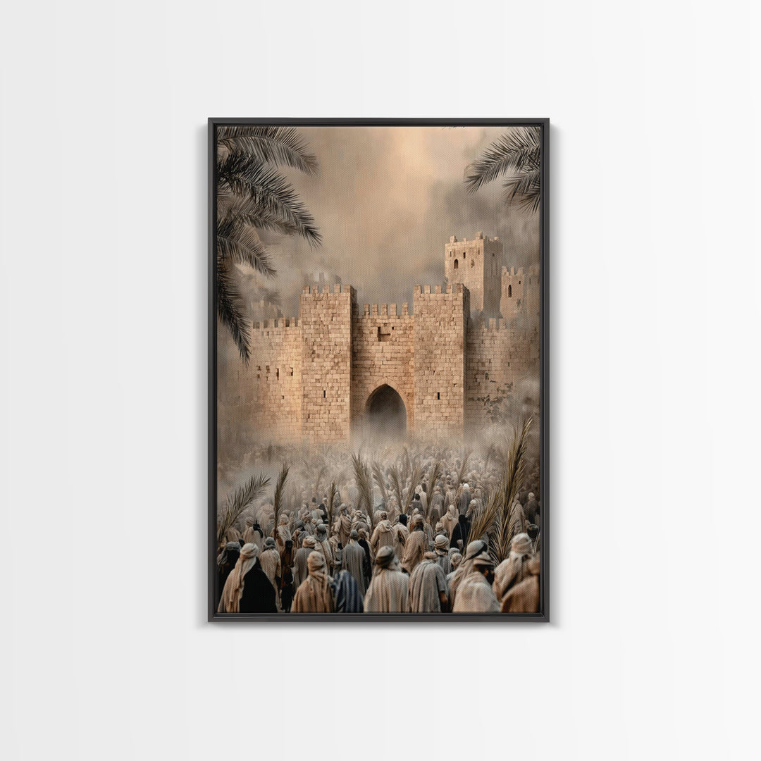 Triumphant Entry Dawn – Framed Canvas Print – Christian Art Painting – Christian Wall Art – Christian Art Canvas – Unique Christian Art