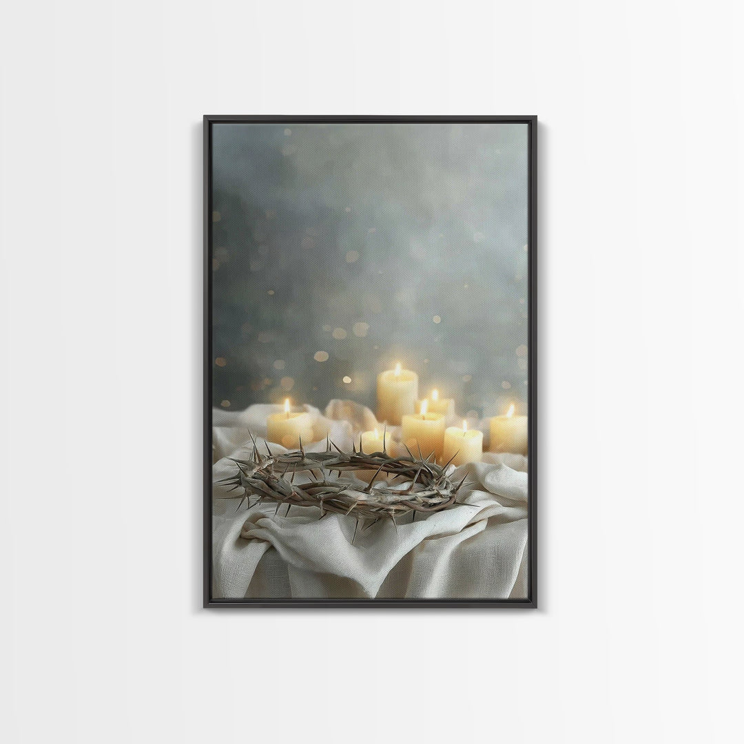 Glowing Redemption, Framed Canvas Print, Christian Art Canvas, Christian Wall Art, Moody Christian Art, Christian Gift Ideas