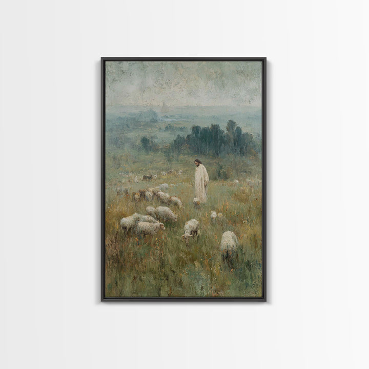 Hillside Blessing - Framed Canvas Print - Jesus Painting - Christian Art Canvas - Christian Wall Art - Pastoral Scenery - Christian Gift Id