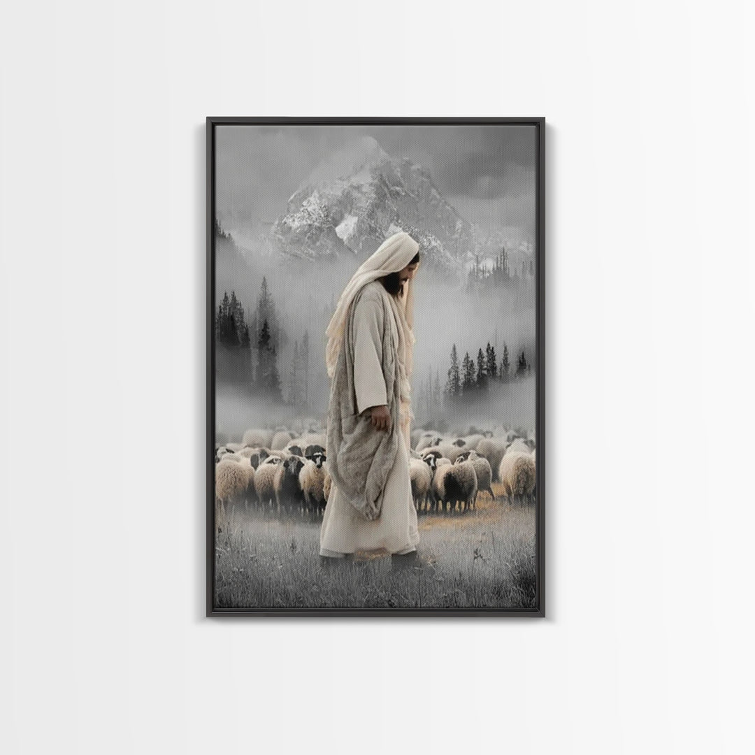 Mountain Mercy - Framed Canvas Print - Christian Wall Art - Jesus Painting - Christian Art Canvas - Moody Christian Art - Christmas Art