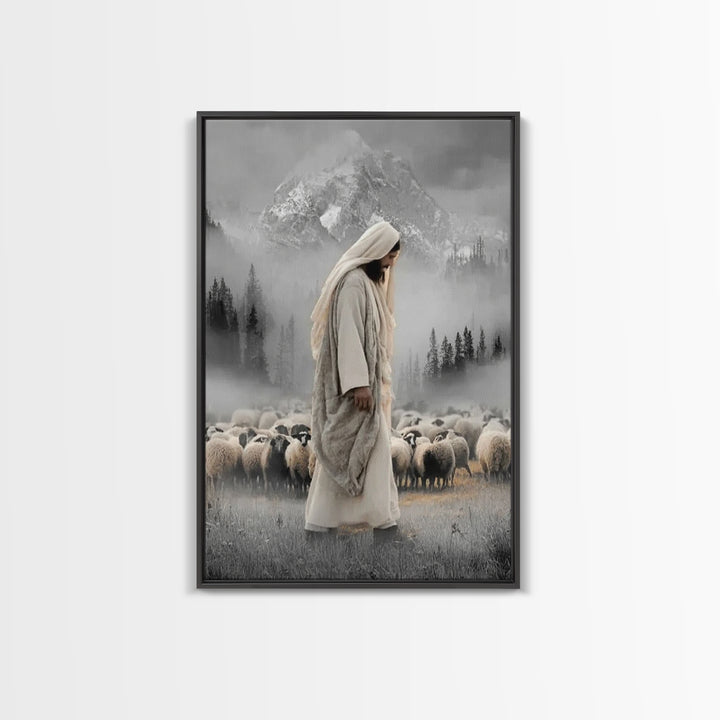 Mountain Mercy - Framed Canvas Print - Christian Wall Art - Jesus Painting - Christian Art Canvas - Moody Christian Art - Christmas Art