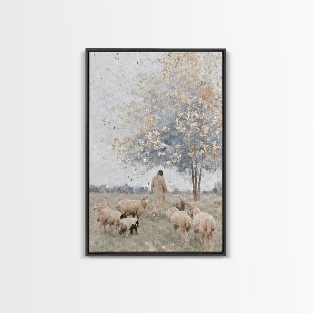 Skyward Meadow – Framed Canvas Print – Christian Wall Art – Jesus Painting – Christian Art Canvas – Subtle Christian Art – Christian Decor