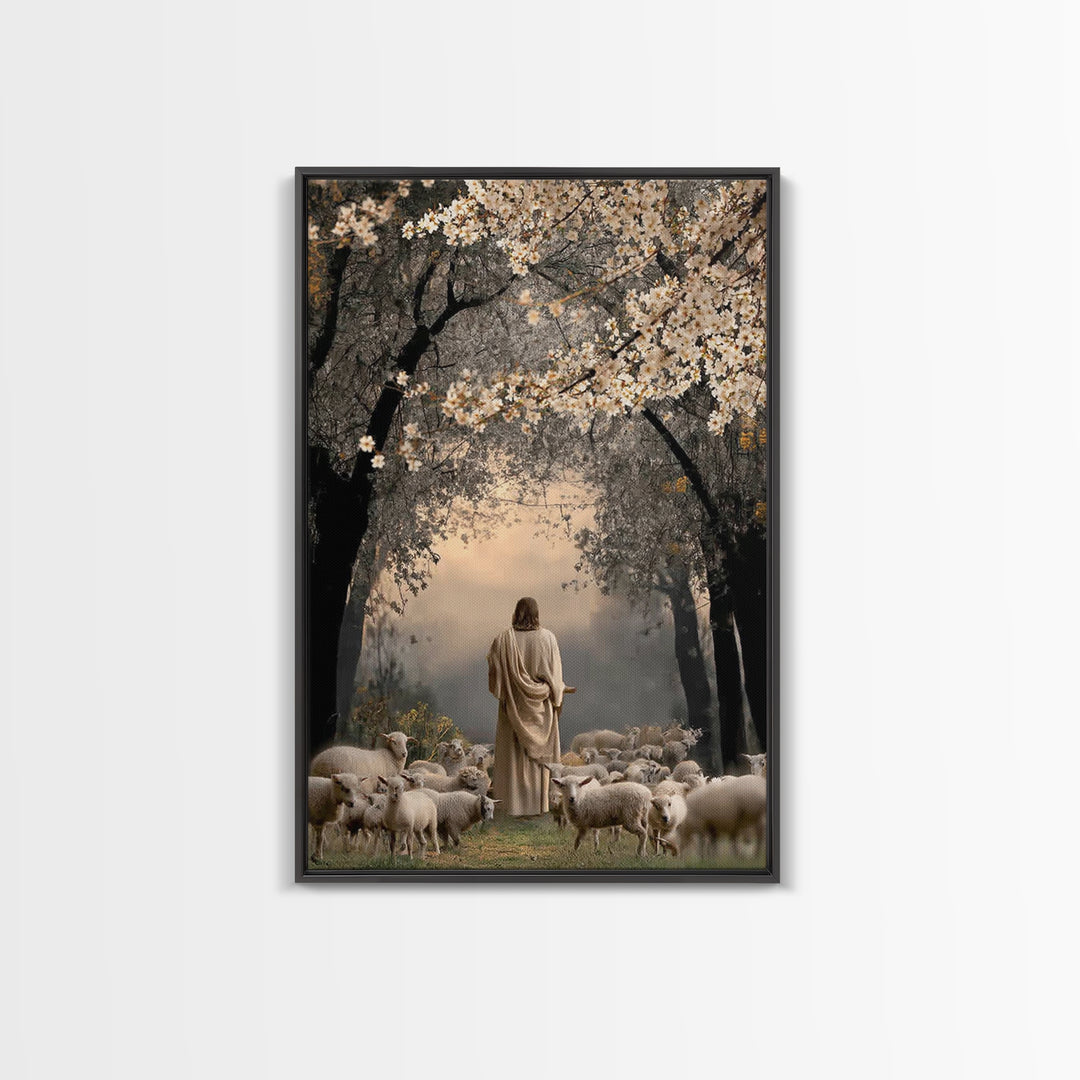 Blossom Path – Framed Canvas Print – Christian Art Canvas – Christian Art Print – Jesus Painting – Christian Wall Art – Christian Christmas