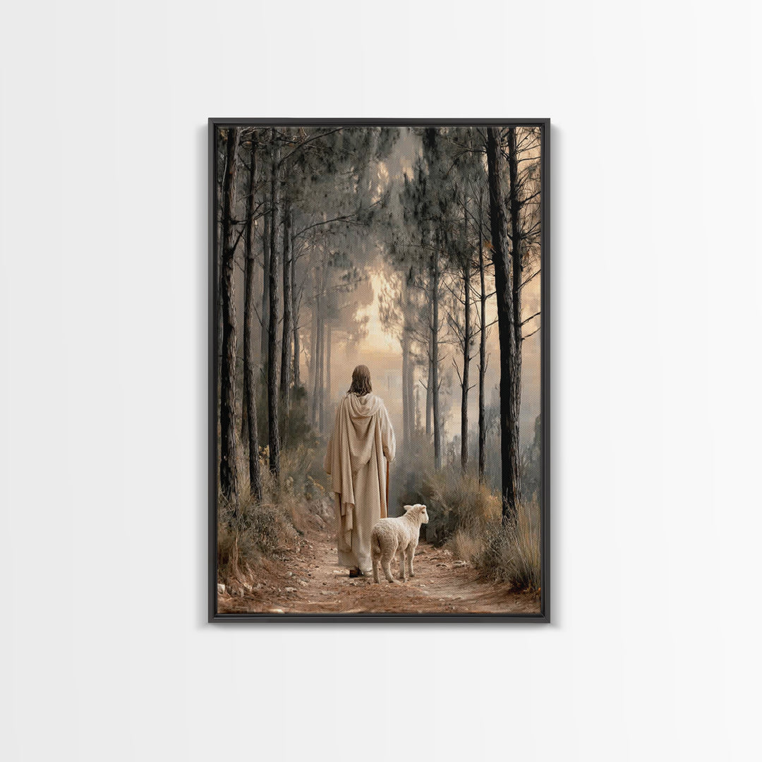 Autumn Ascent – Framed Canvas Print – Christian Wall Art – Jesus Painting – Christian Art Canvas – Minimalist Christian Art – Christian Dec