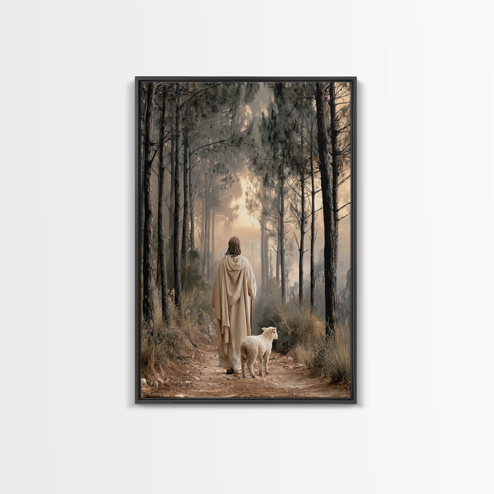 Autumn Ascent – Framed Canvas Print – Christian Wall Art – Jesus Painting – Christian Art Canvas – Minimalist Christian Art – Christian Dec