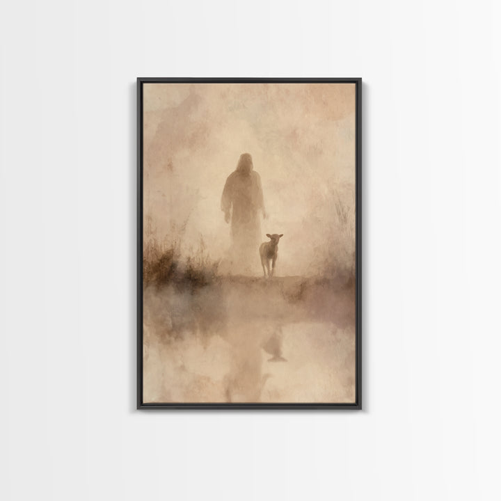 Shepherd’s Dawn – Framed Canvas Print – Christian Wall Art – Jesus Painting – Christian Art Canvas – Vintage Christian Art – Christian Art