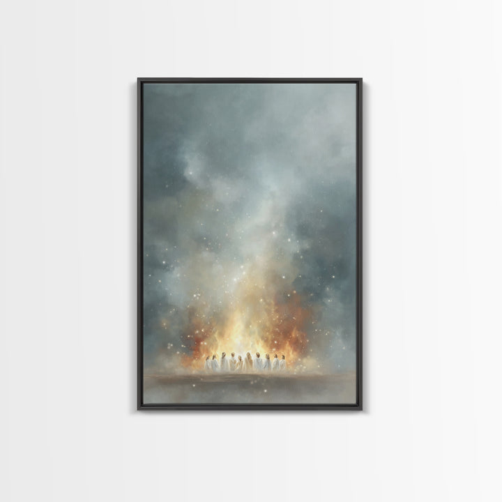Heavenly Fire – Framed Canvas Print – Christian Wall Art – Christian Art Canvas – Jesus Painting – Moody Christian Art – Large Christian Pa