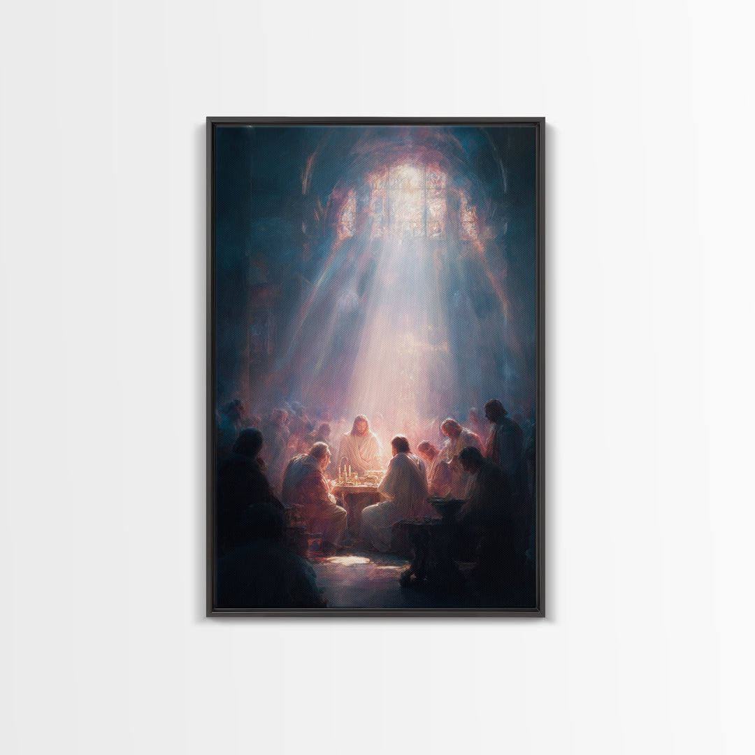 Table Of Light – Framed Canvas Print – Christian Art Canvas – Christian Wall Art – Large Jesus Painting – Modern Christian Art – Christian