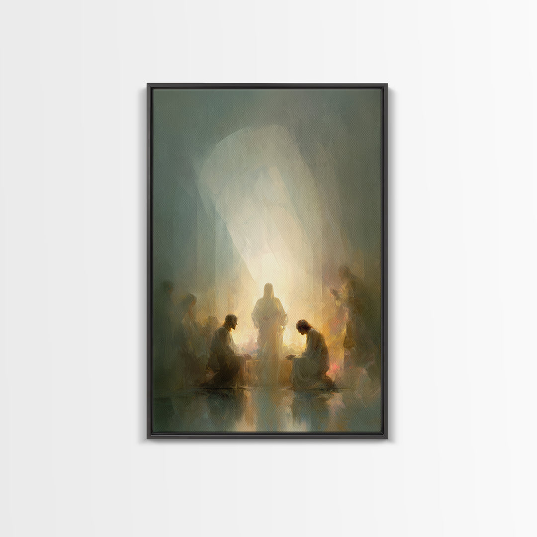 Radiant Supper – Framed Canvas Print – Christian Art Canvas – Christian Wall Art – Modern Christian Painting – Jesus Painting – Christian A