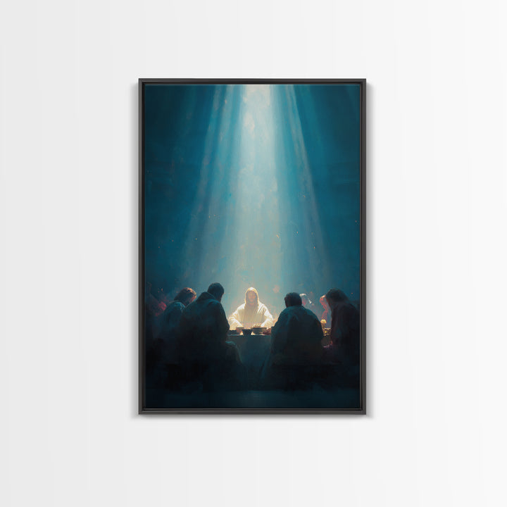 Light Of Communion – Framed Canvas Print – Christian Art Canvas – Christian Wall Art – Large Christian Painting – Moody Christian Art – Jes