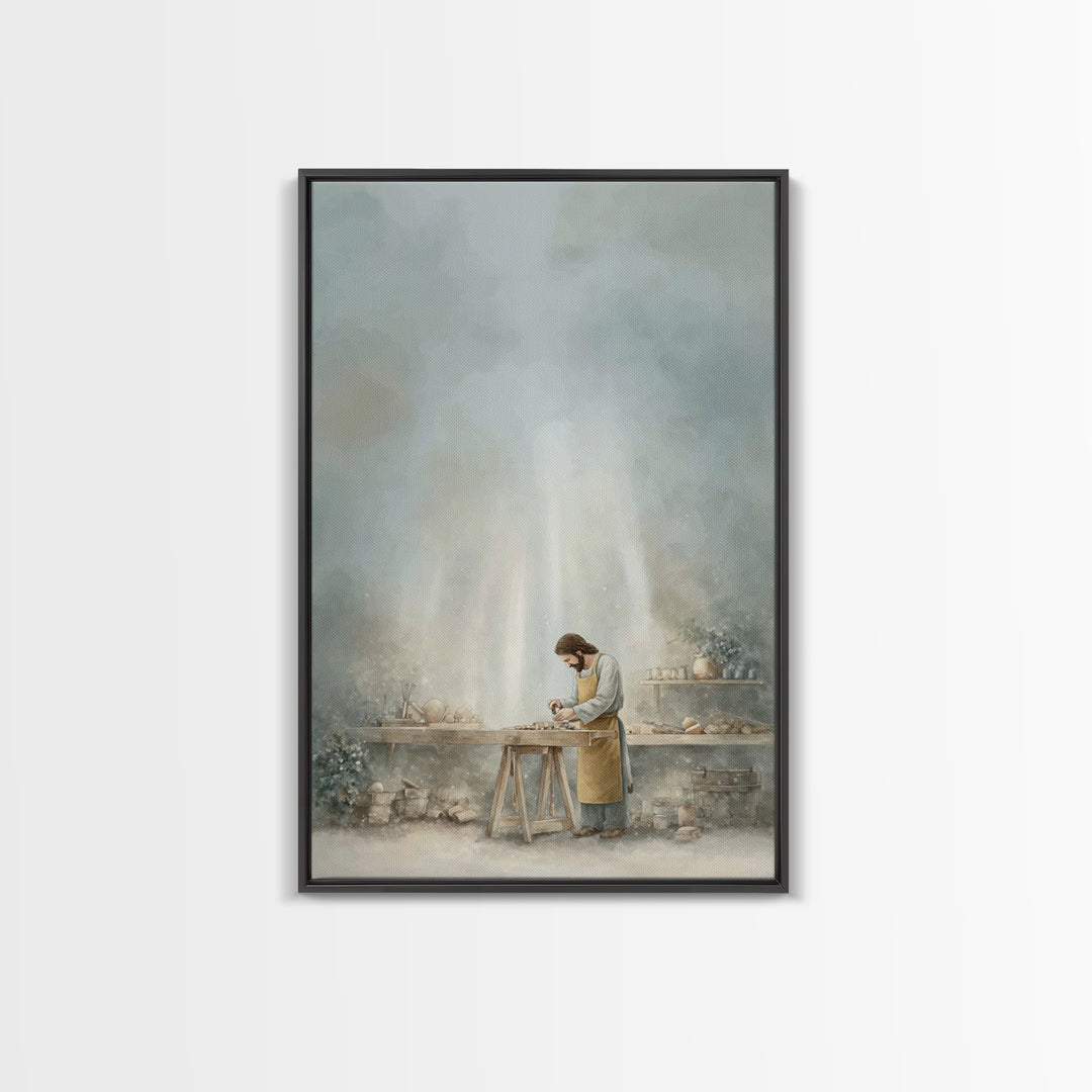 Workshop Of Faith – Framed Canvas Print – Christian Wall Art – Christian Art Canvas – Modern Christian Art – Subtle Christian Art – Christi