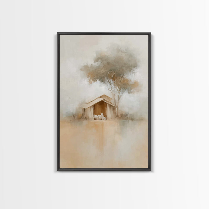 Silent Manger Peace – Framed Canvas Print – Christian Art Canvas – Minimalist Christian Art – Christmas Wall Art – Unique Christian Art – C